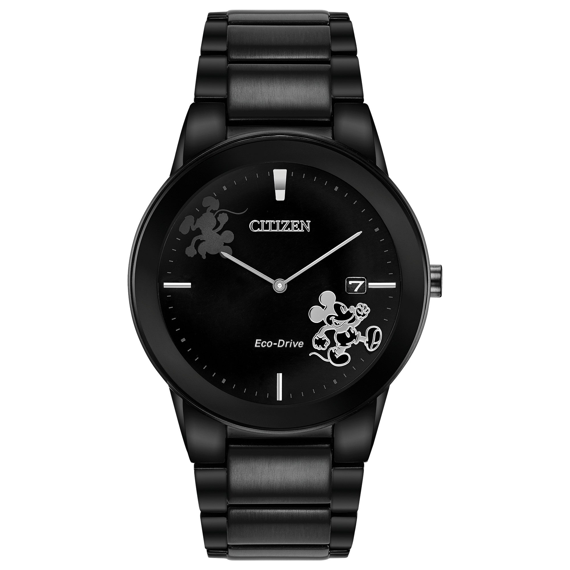 Citizen Mickey Mouse AU1068-50W watch, black dial, front view