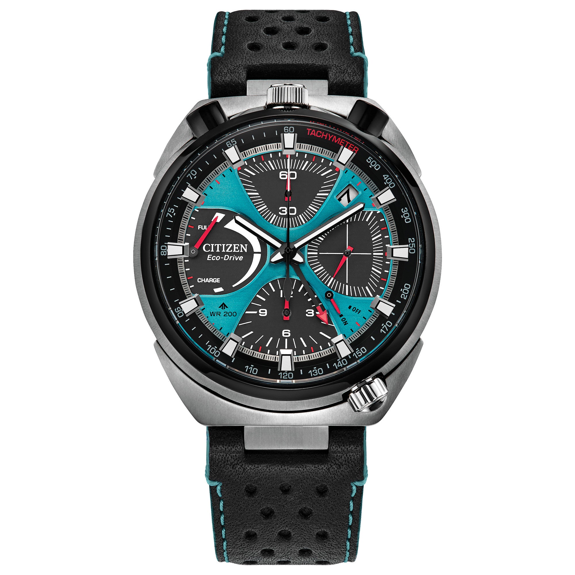 Montre Citizen Promaster Tsuno Chrono Racer AV0106-01L, cadran bleu, vue de face