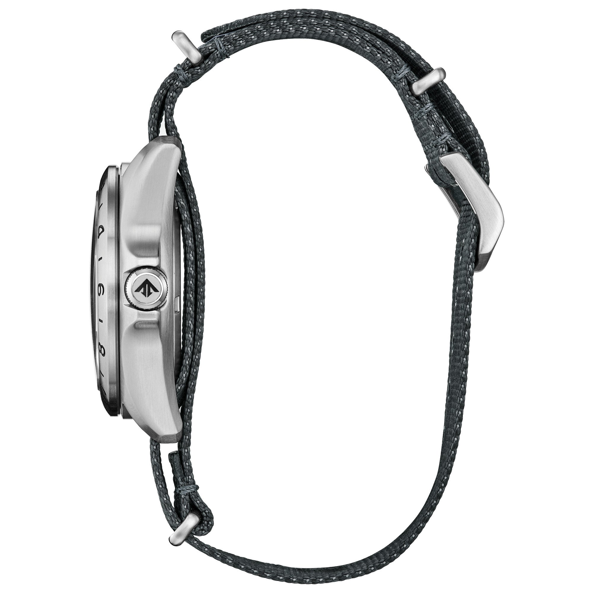 Montre Citizen Promaster Land GMT BJ7150-09L, cadran bleu, vue de profil