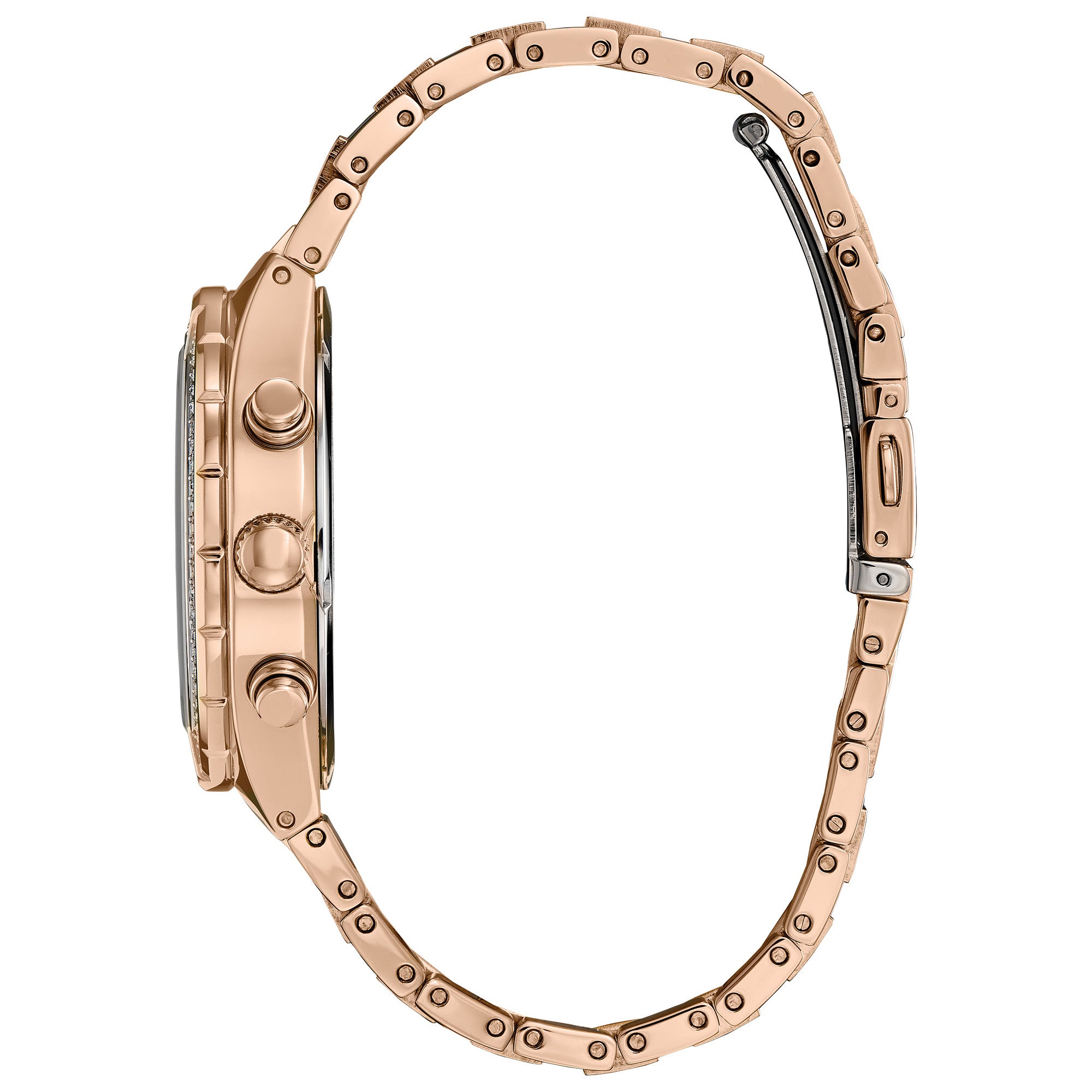 Montre Citizen Crystal CA0753-55E, cadran noir, vue de profil