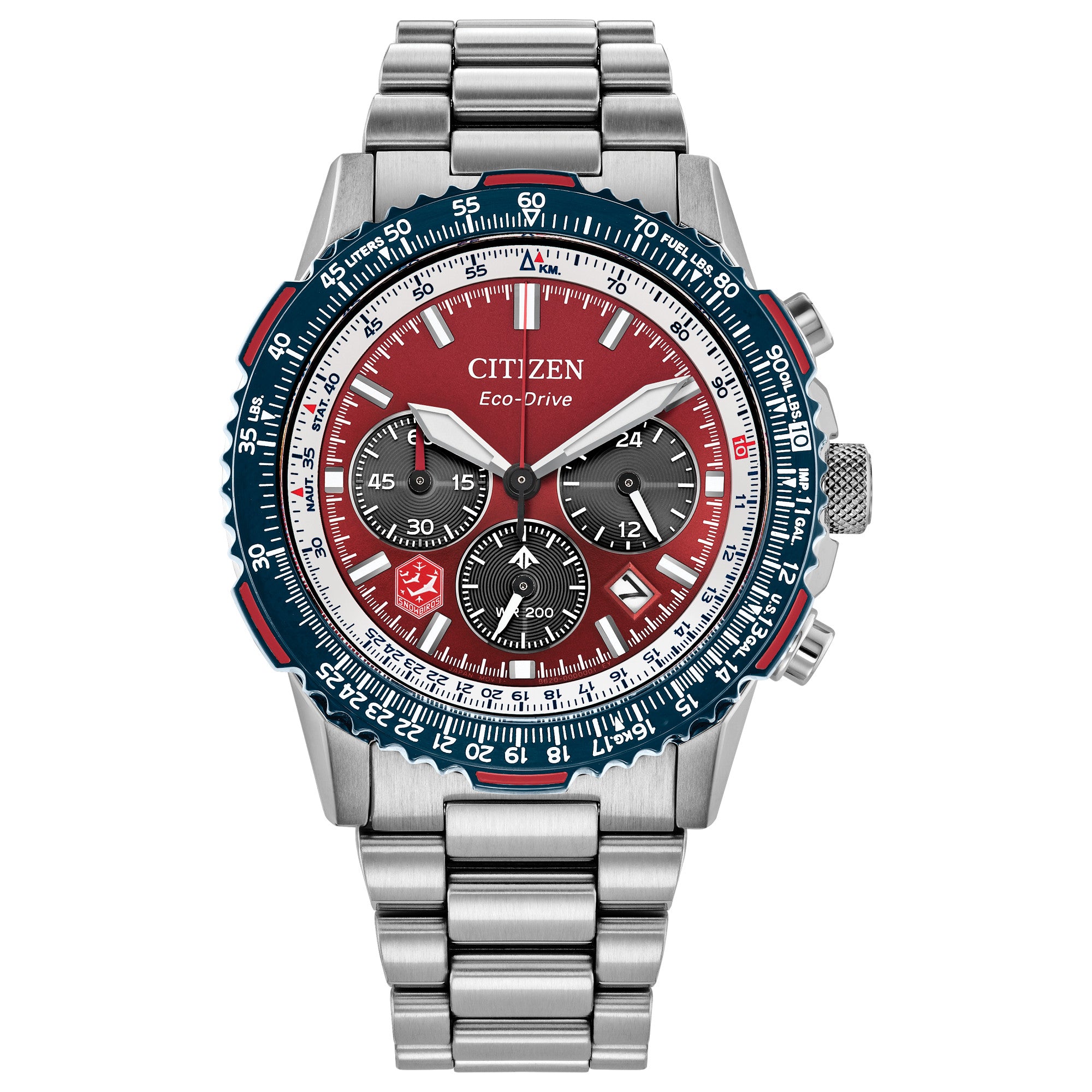 Montre Citizen Promaster Navihawk CA4668-51X, cadran rouge, vue de face