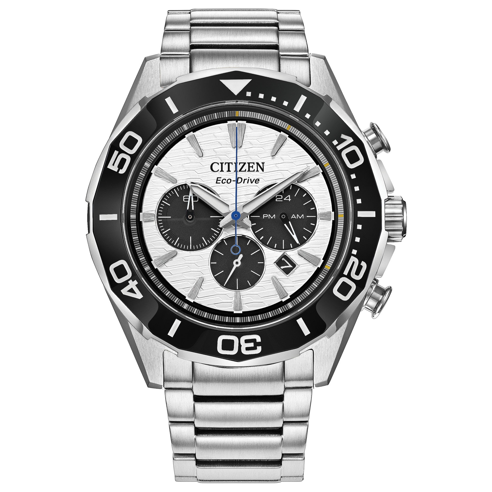 Montre Citizen Endeavor Chrono CA4730-59A, cadran blanc, vue de face
