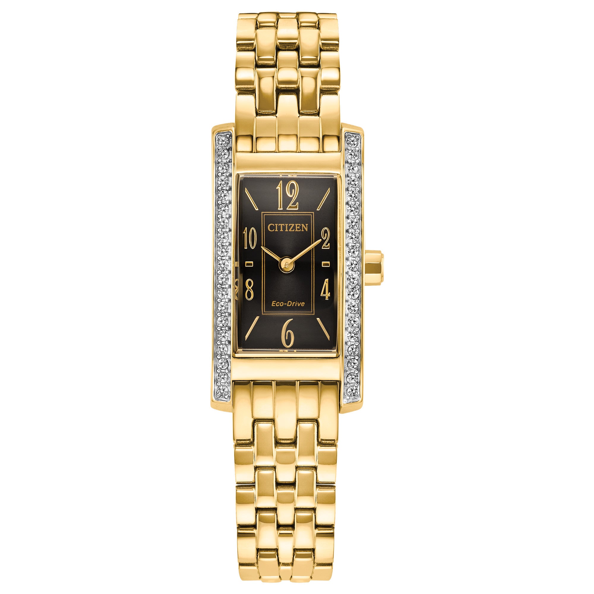 Montre Citizen Petite Palidoro EG7112-59E, cadran noir, vue de face