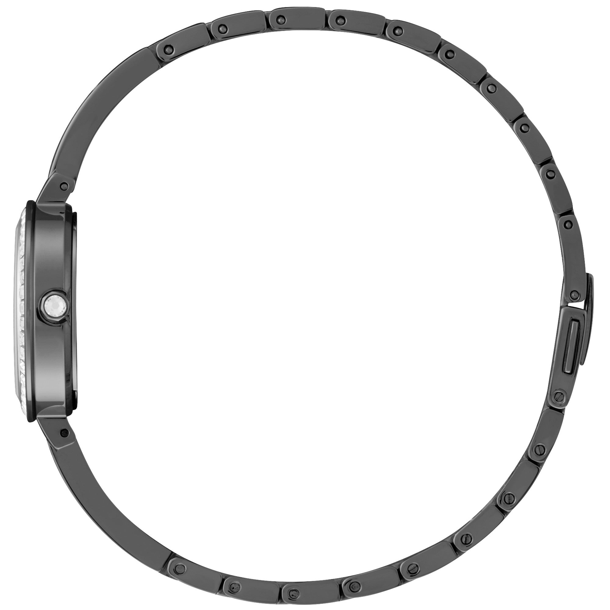 Montre Citizen Silhouette Crystal EM0865-58E, cadran noir, vue de profil