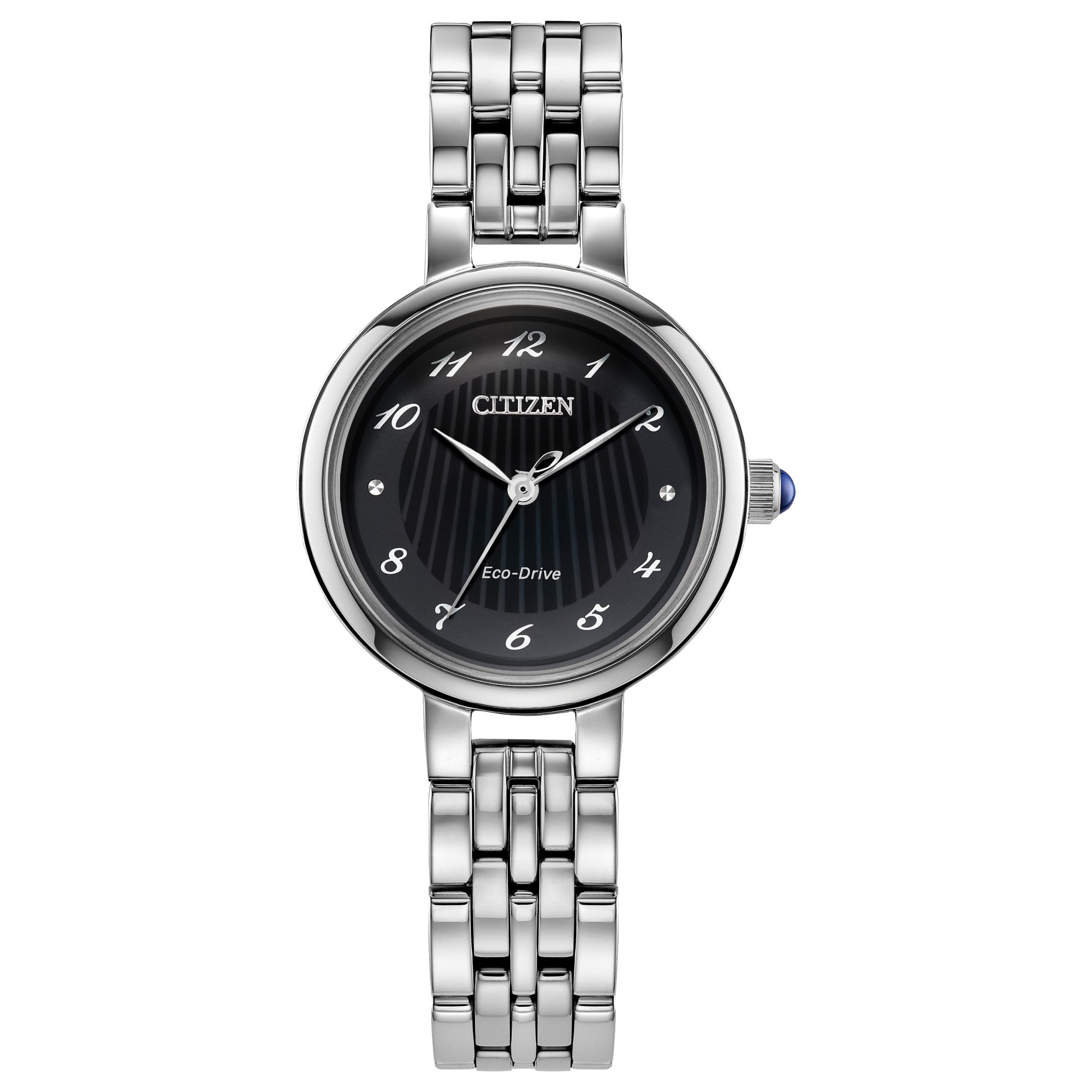 Citizen L Classic EM0990-81E watch, black dial, front view