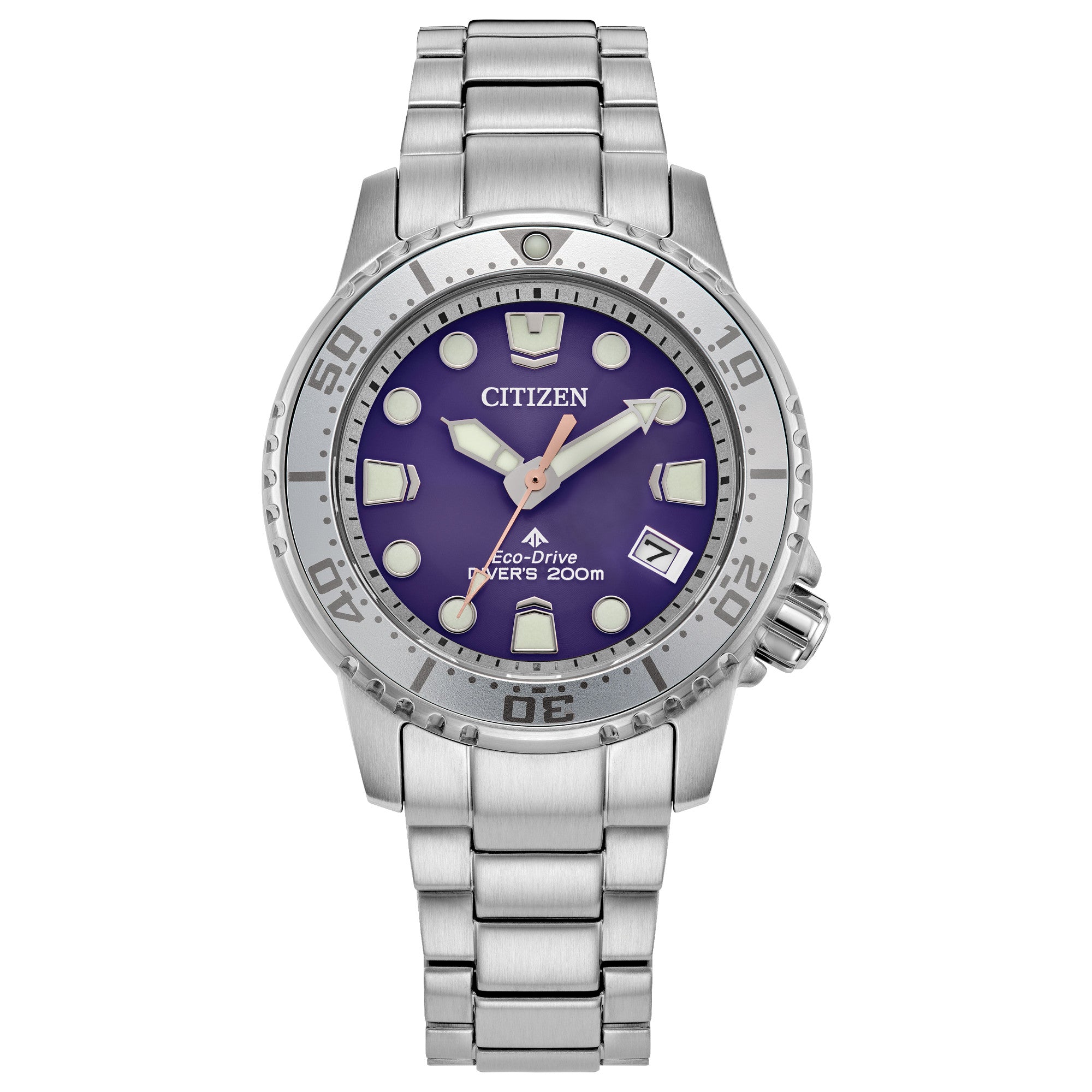 Montre Citizen Promaster Dive EO2027-50X, cadran violet, vue de face
