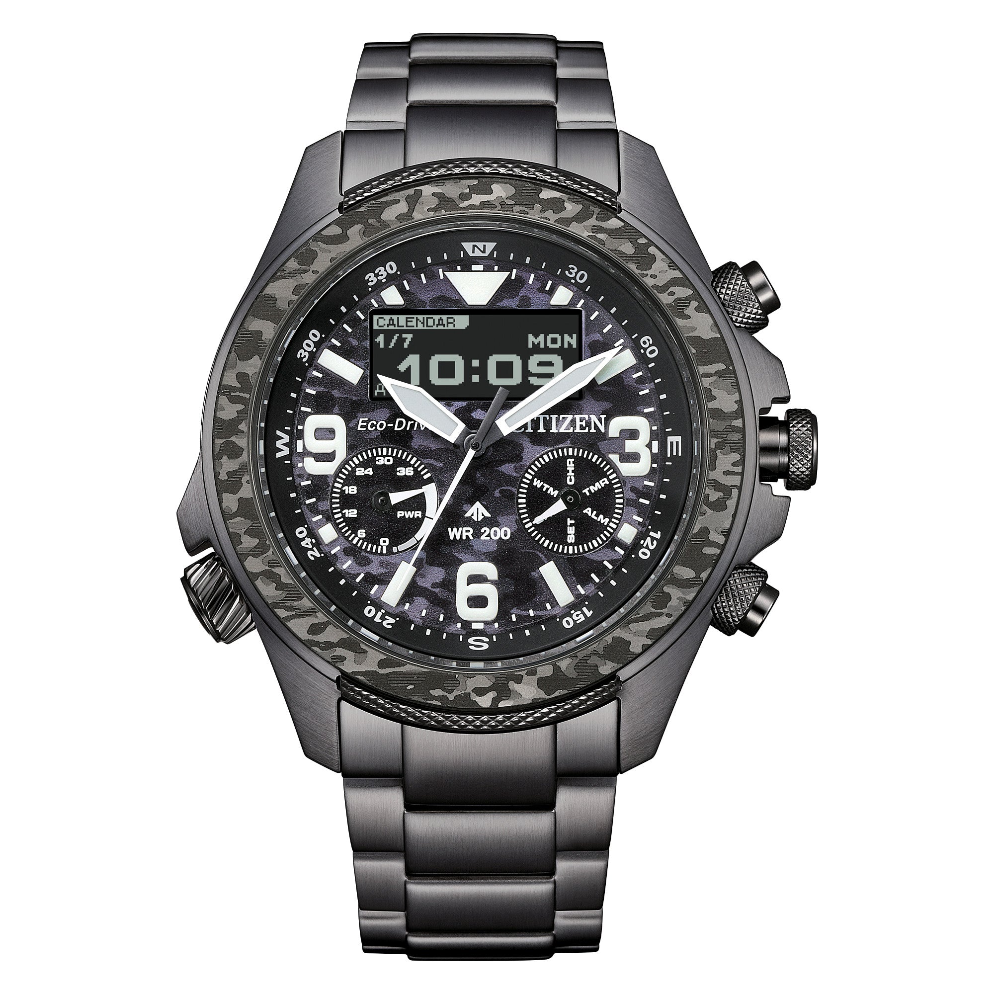 Montre Citizen Promaster Land U822 JV1008-63E, cadran noir, vue de face