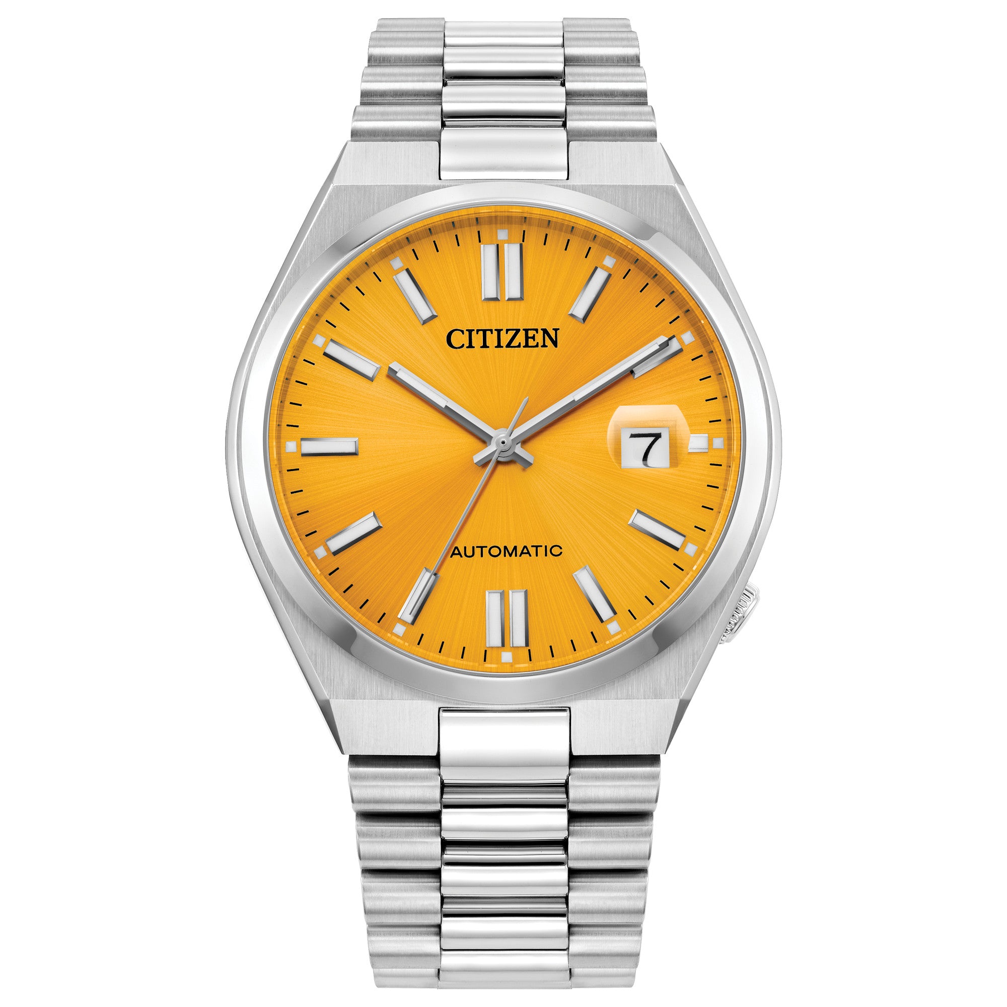 Montre Citizen Tsuyosa NJ0150-56Z, cadran jaune, vue de face