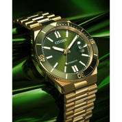 Citizen Tsuyosa NJ0232-53X watch, green dial, lifestyle