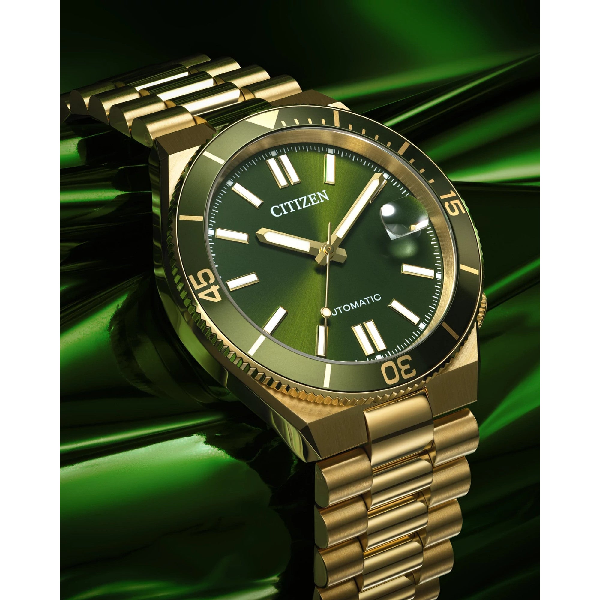 Citizen Tsuyosa NJ0232-53X watch, green dial, lifestyle