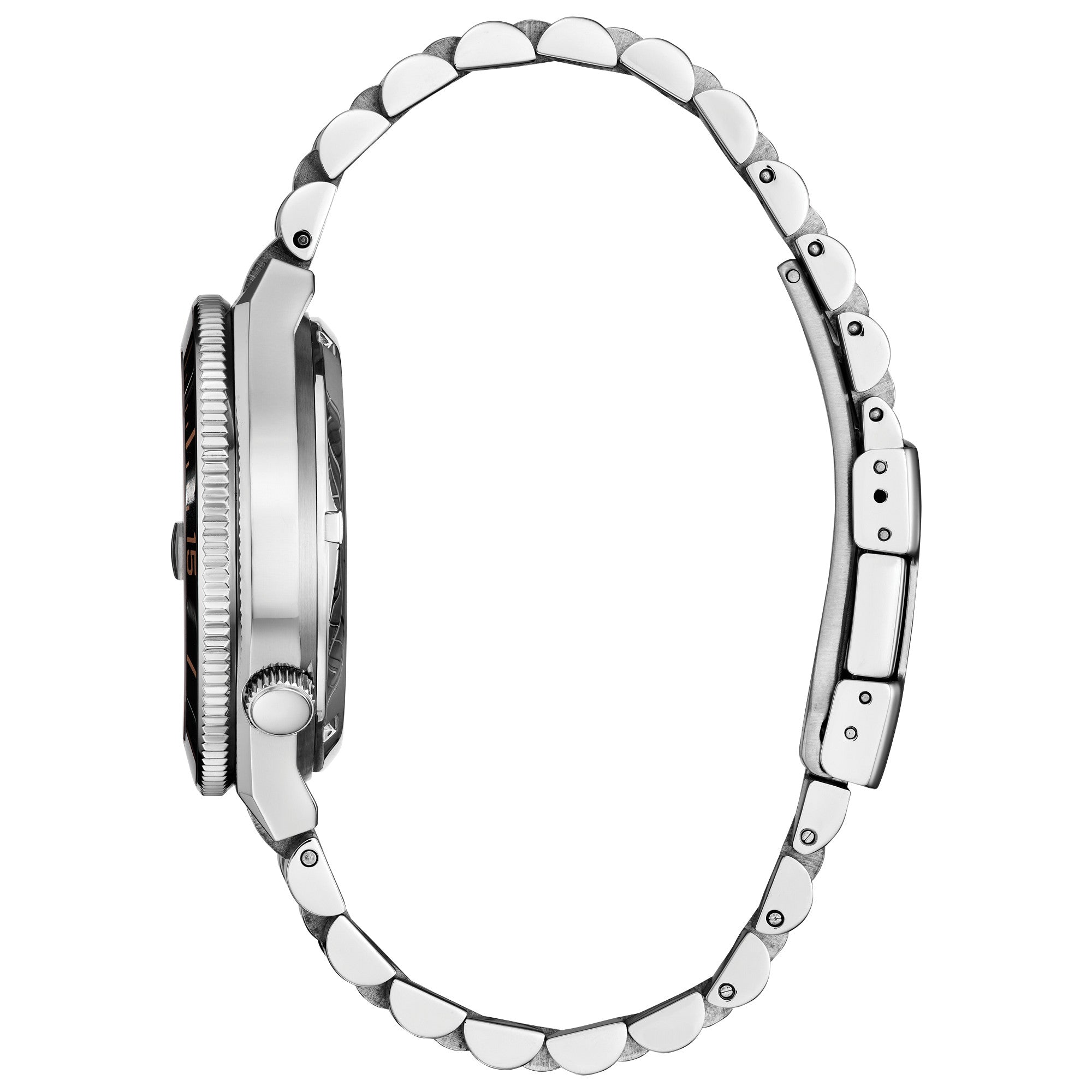 Montre Citizen Tsuyosa NJ0238-57E, cadran noir, vue de profil