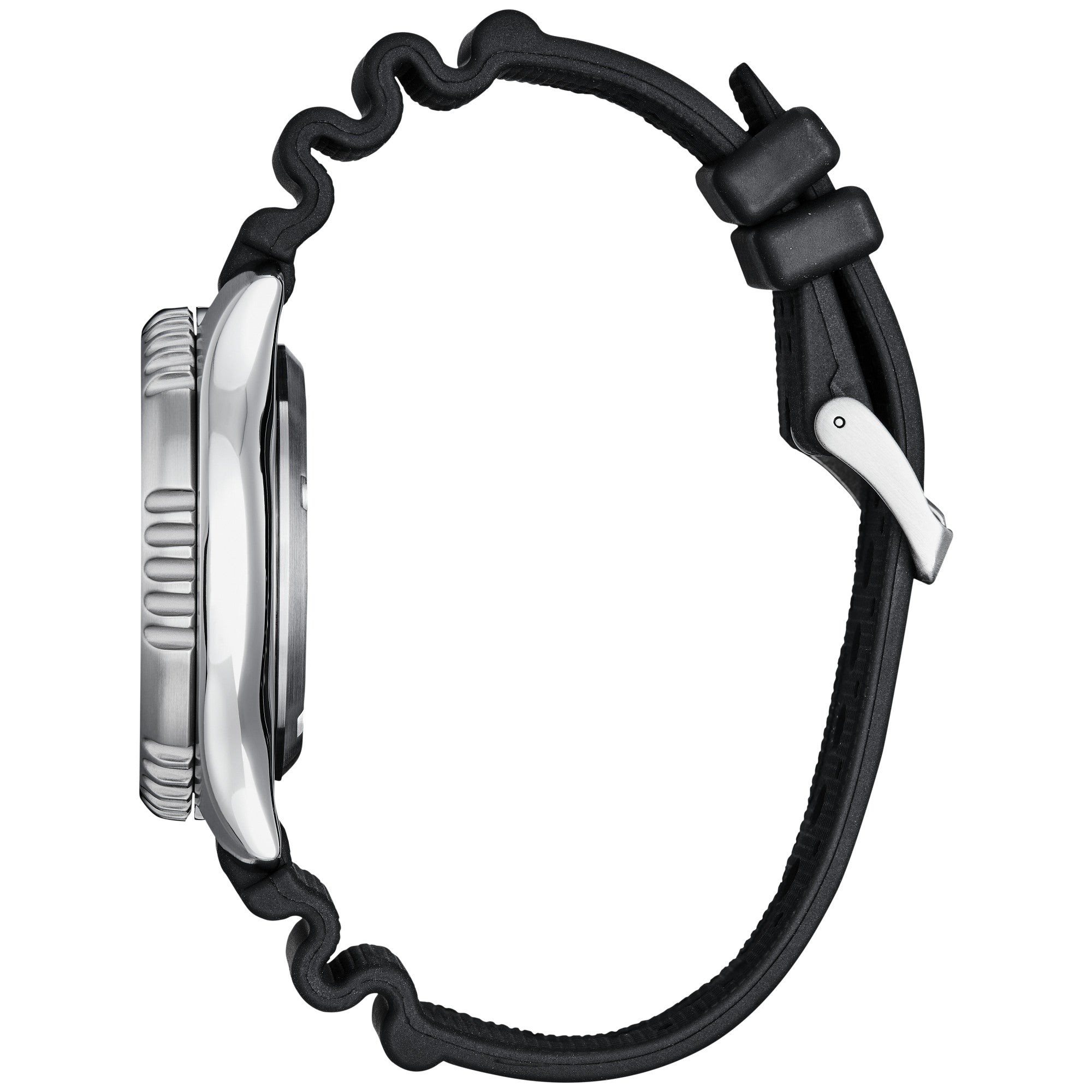 Citizen Promaster Dive Automatic NY0156-04E watch, black dial, side profile