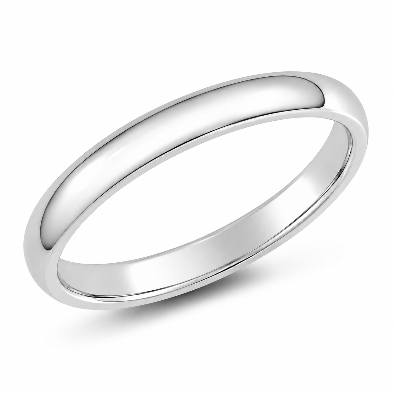 Bague jonc coupe confort — Or blanc 3mm