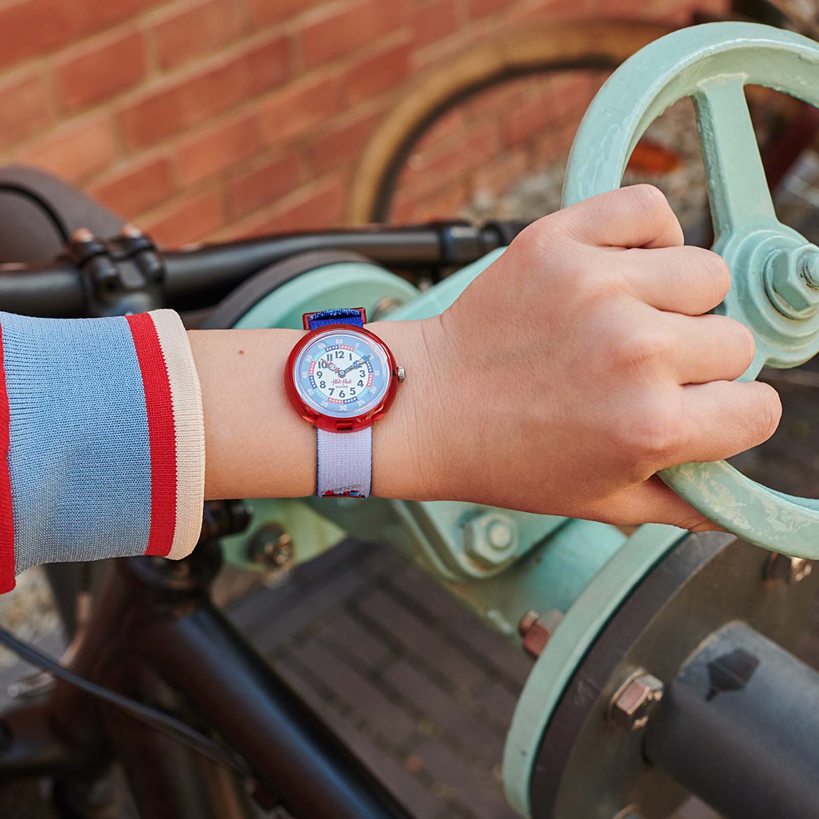 flikflak Firetruck ZFBNP160 watch, blue dial, on the wrist