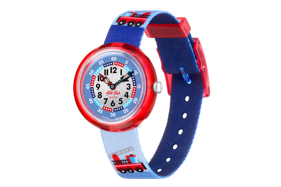flikflak Firetruck ZFBNP160 watch, blue dial, side profile