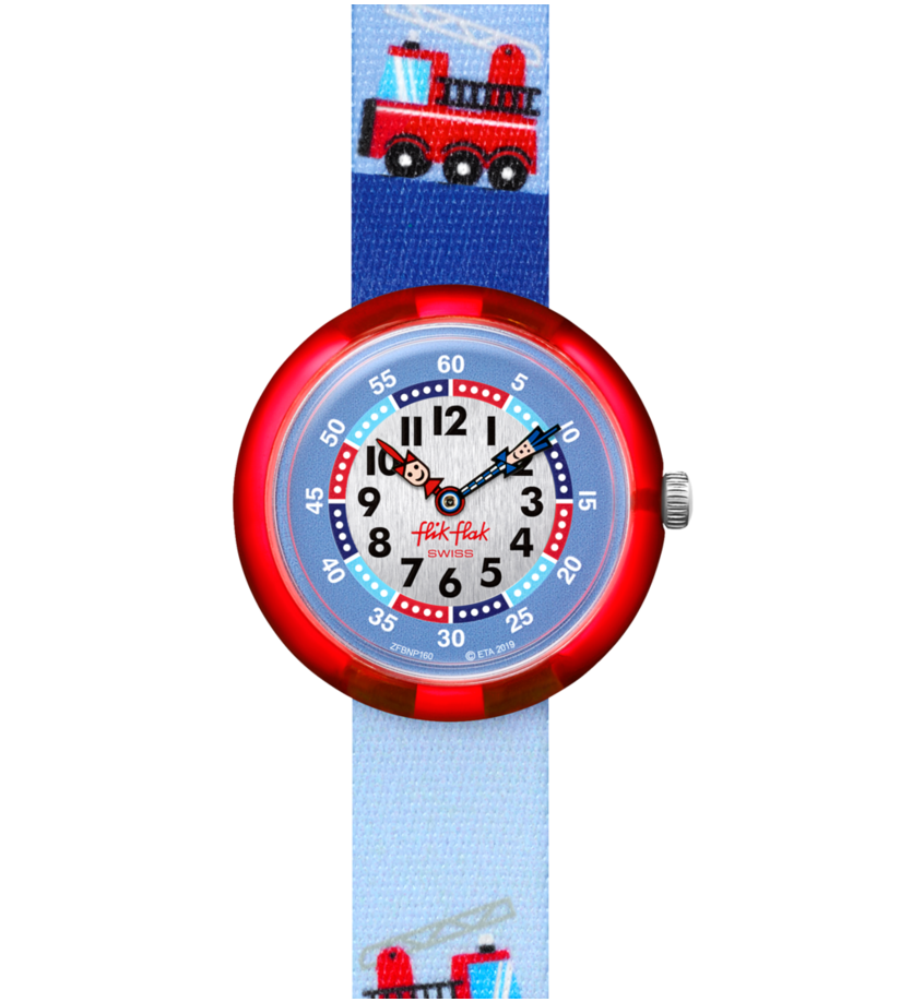 flikflak Firetruck ZFBNP160 watch, blue dial, front view