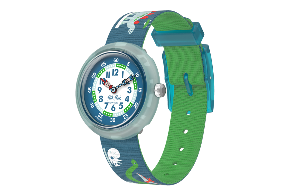 flikflak Living History ZFBNP229 watch, blue dial, side profile