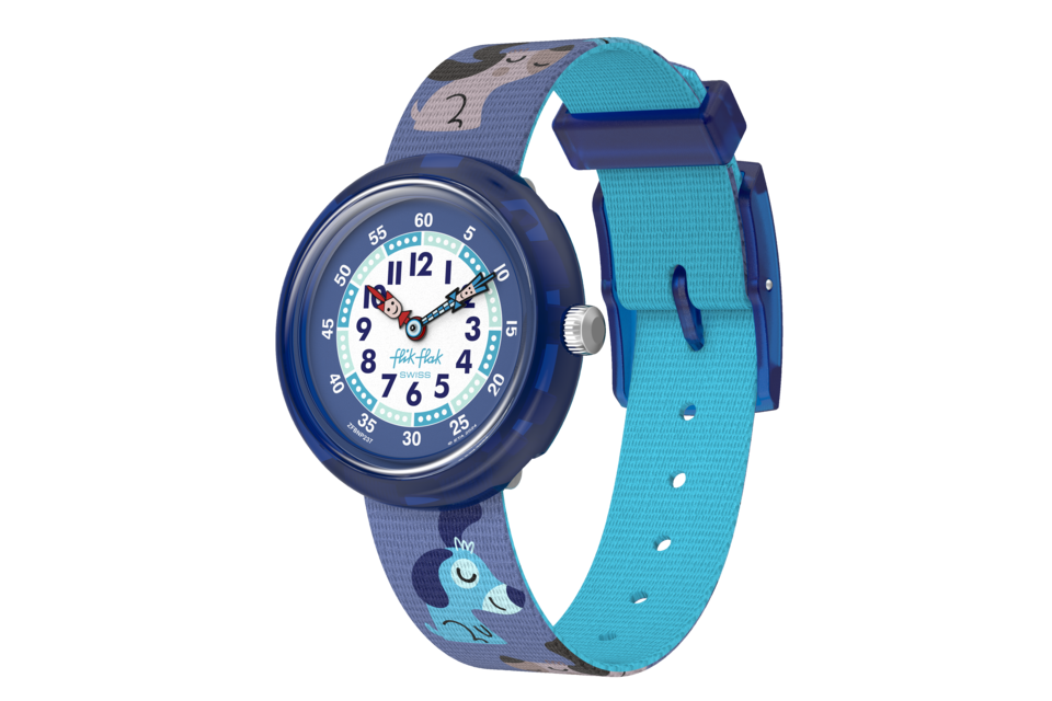 Montre flikflak Cutie Puppy ZFBNP237, cadran bleu, vue de profil