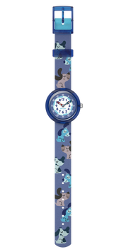 Montre flikflak Cutie Puppy ZFBNP237, cadran bleu, bracelet entier