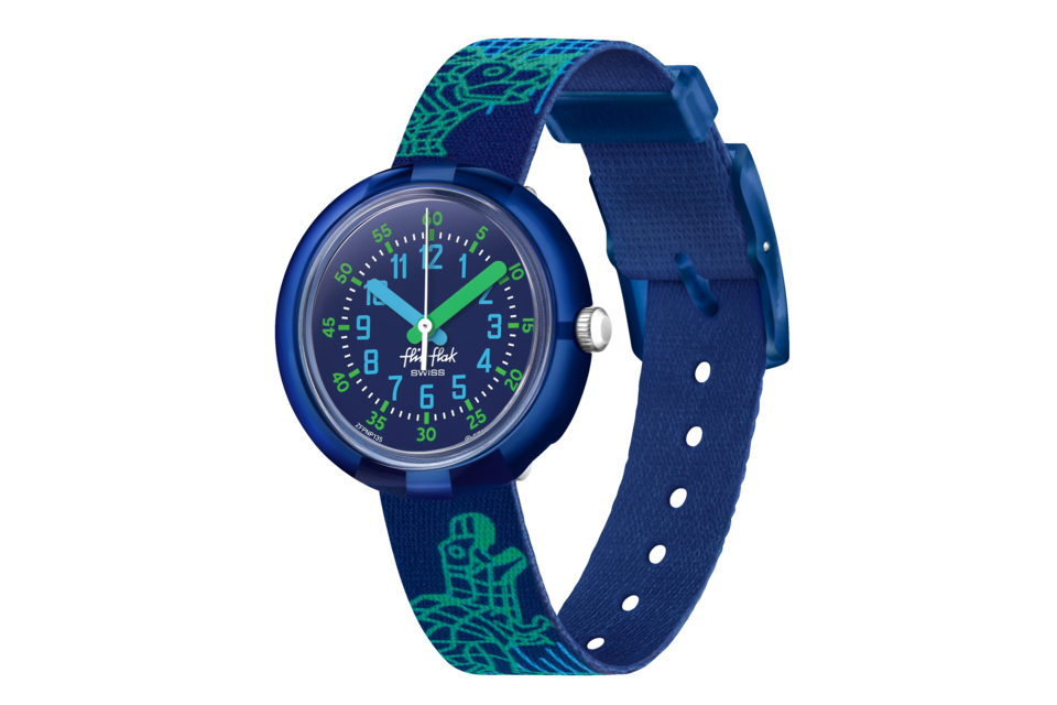 flikflak Cyberozaurus ZFPNP135 watch, blue dial, side profile