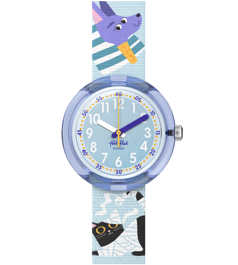 flikflak Tutan-Time ZFPNP156 watch, purple dial, front view