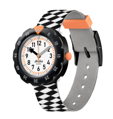 Montre flikflak Race Flag ZFPSP069, cadran blanc, vue de face