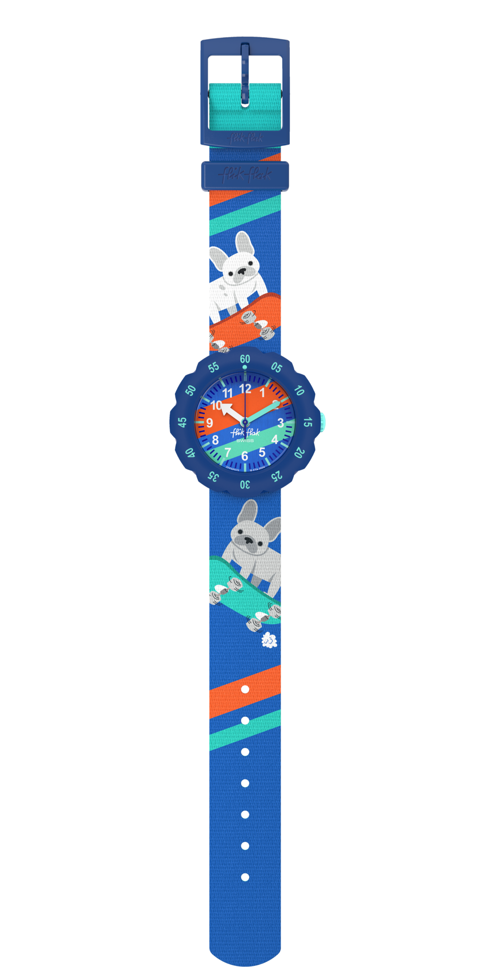 flikflak Skating Frenchie ZFPSP075 watch, blue dial, full strap