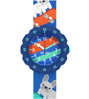 flikflak Skating Frenchie ZFPSP075 watch, blue dial, front view