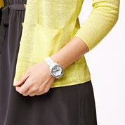 Fossil Stella ES1967 watch, white dial, on the wrist