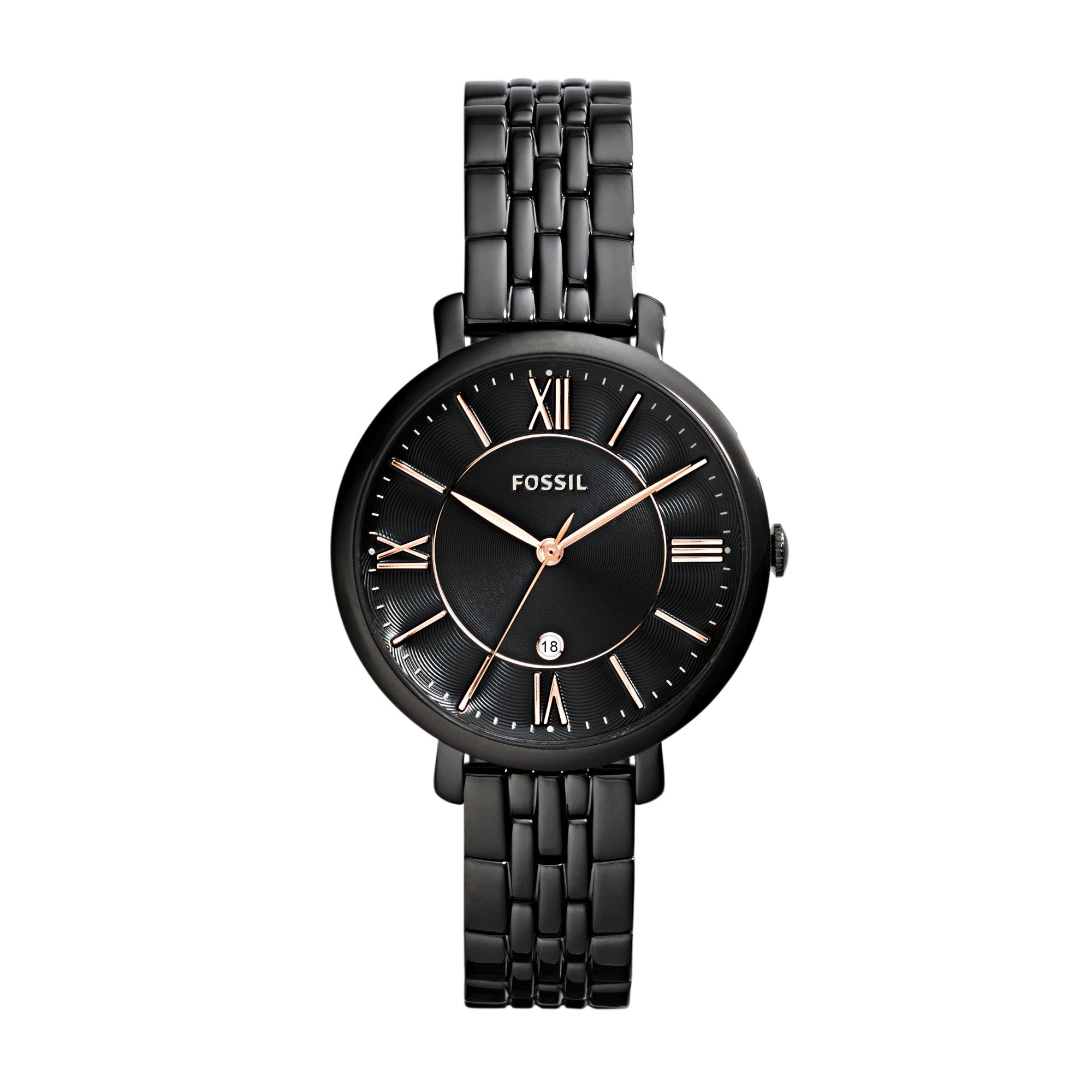 Fossil Jacqueline ES3614 watch, black dial, front view