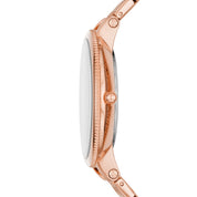 Montre Fossil Monroe ES4946, cadran or rose, vue de profil