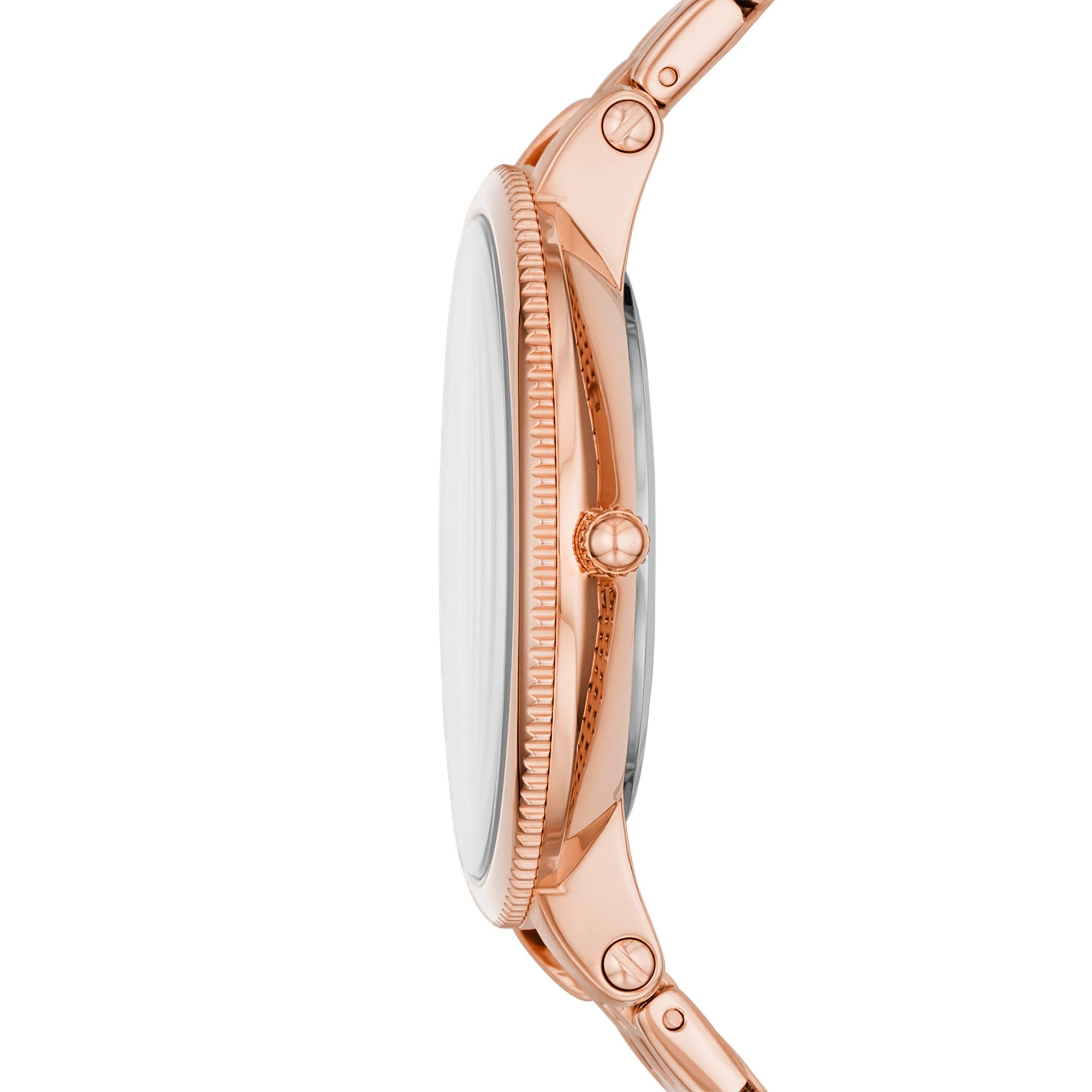 Montre Fossil Monroe ES4946, cadran or rose, vue de profil