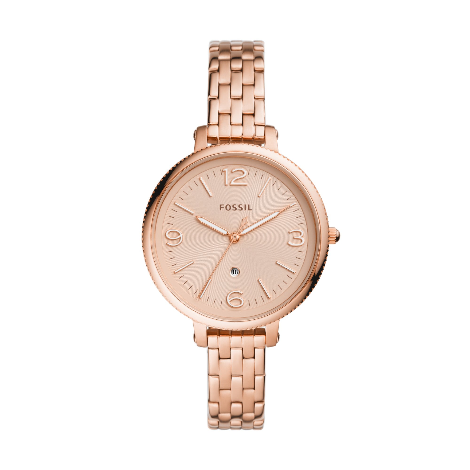 Montre Fossil Monroe ES4946, cadran or rose, vue de face