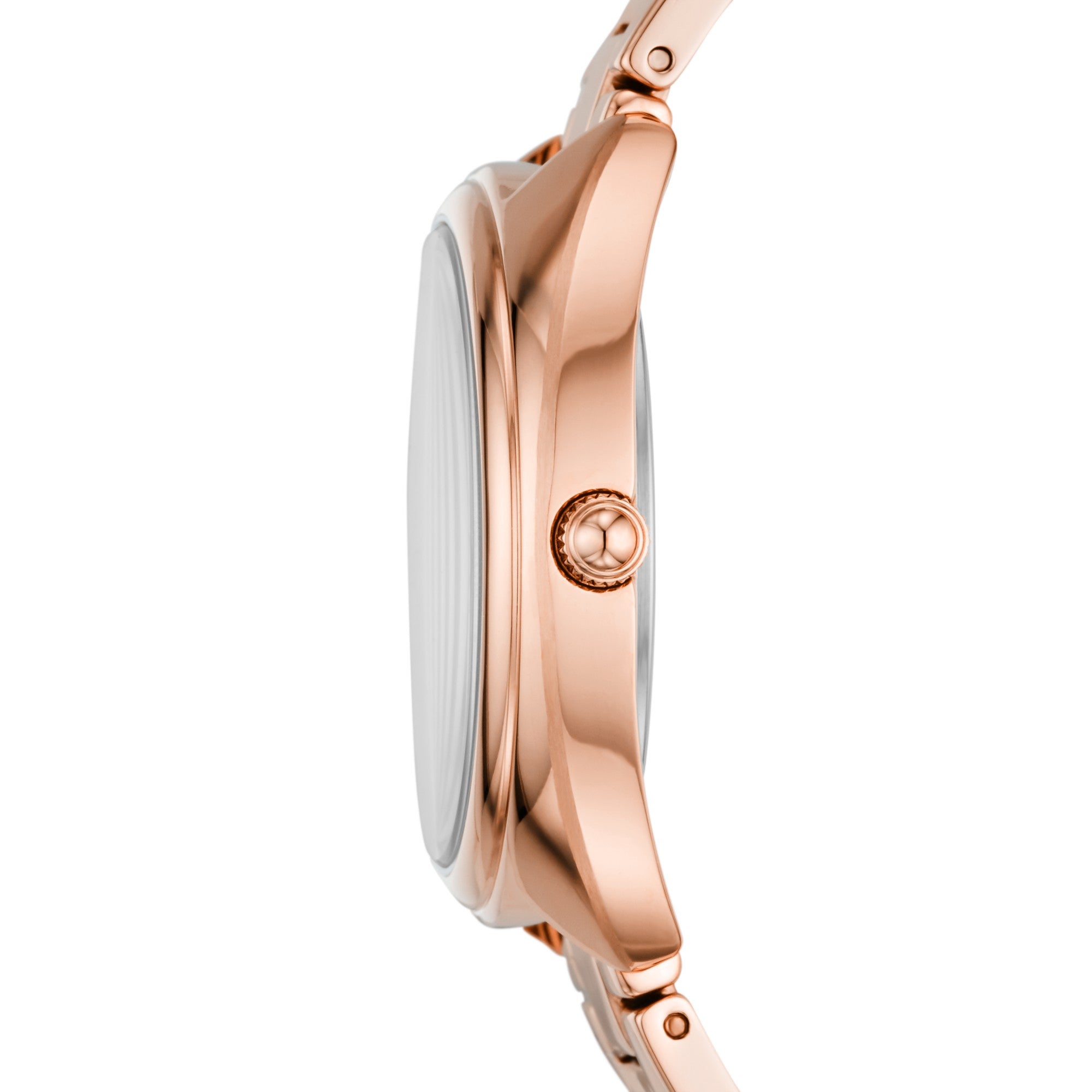 Montre Fossil Gabby ES5070, cadran or rose, vue de profil