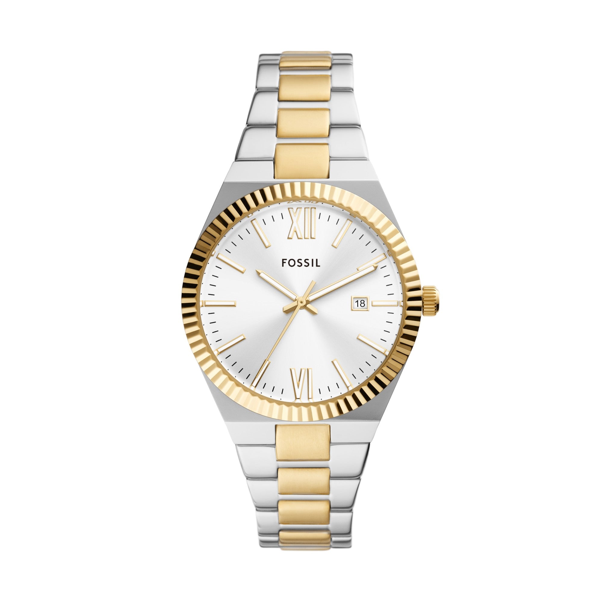 Fossil Scarlette ES5259 watch, silver-tone dial, front view