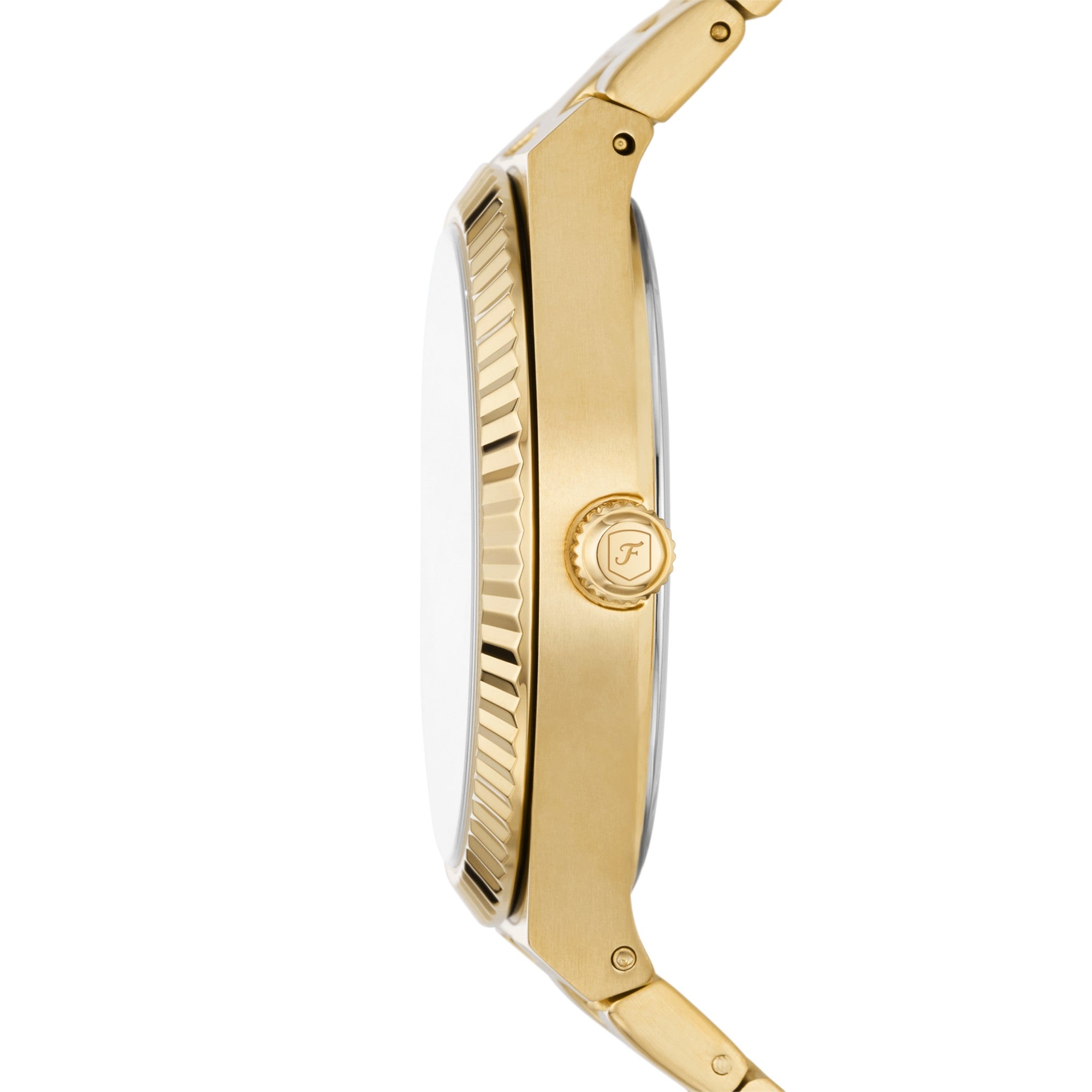 Montre Fossil Scarlette ES5299, cadran doré, vue de profil