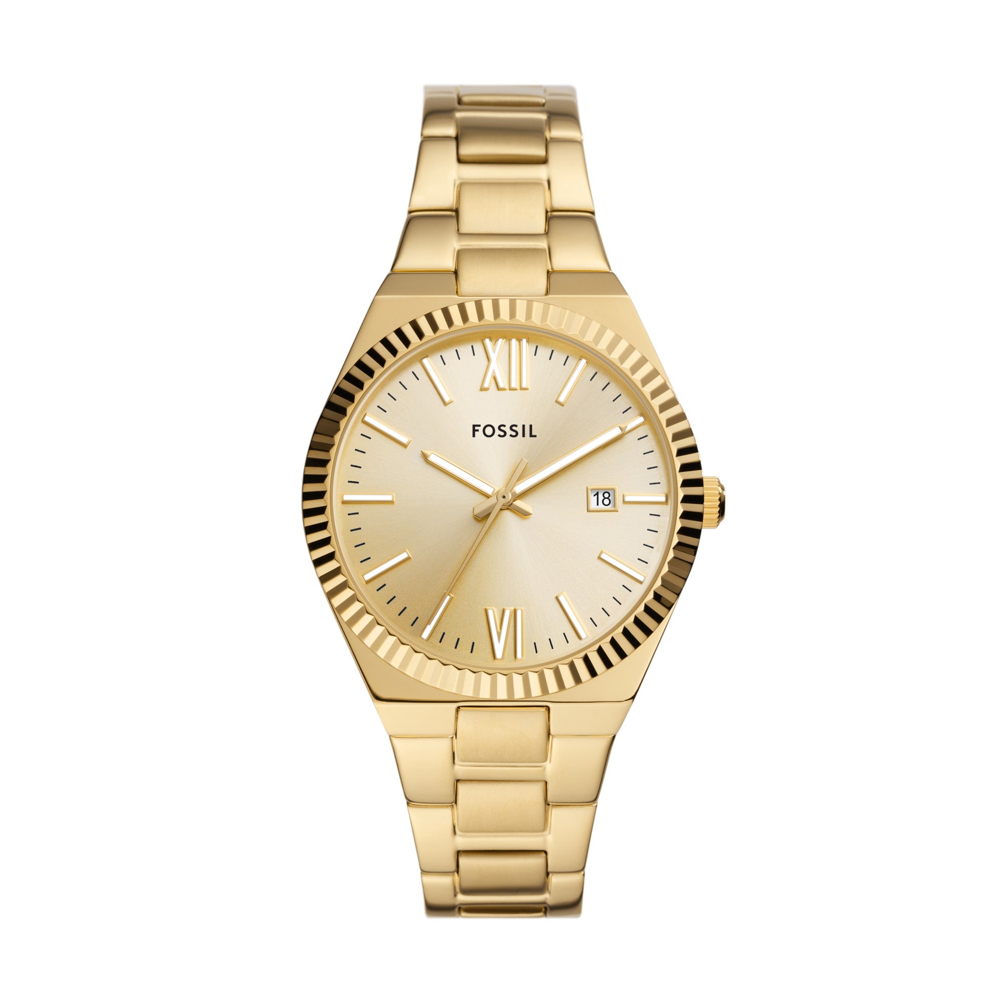 Montre Fossil Scarlette ES5299, cadran doré, vue de face