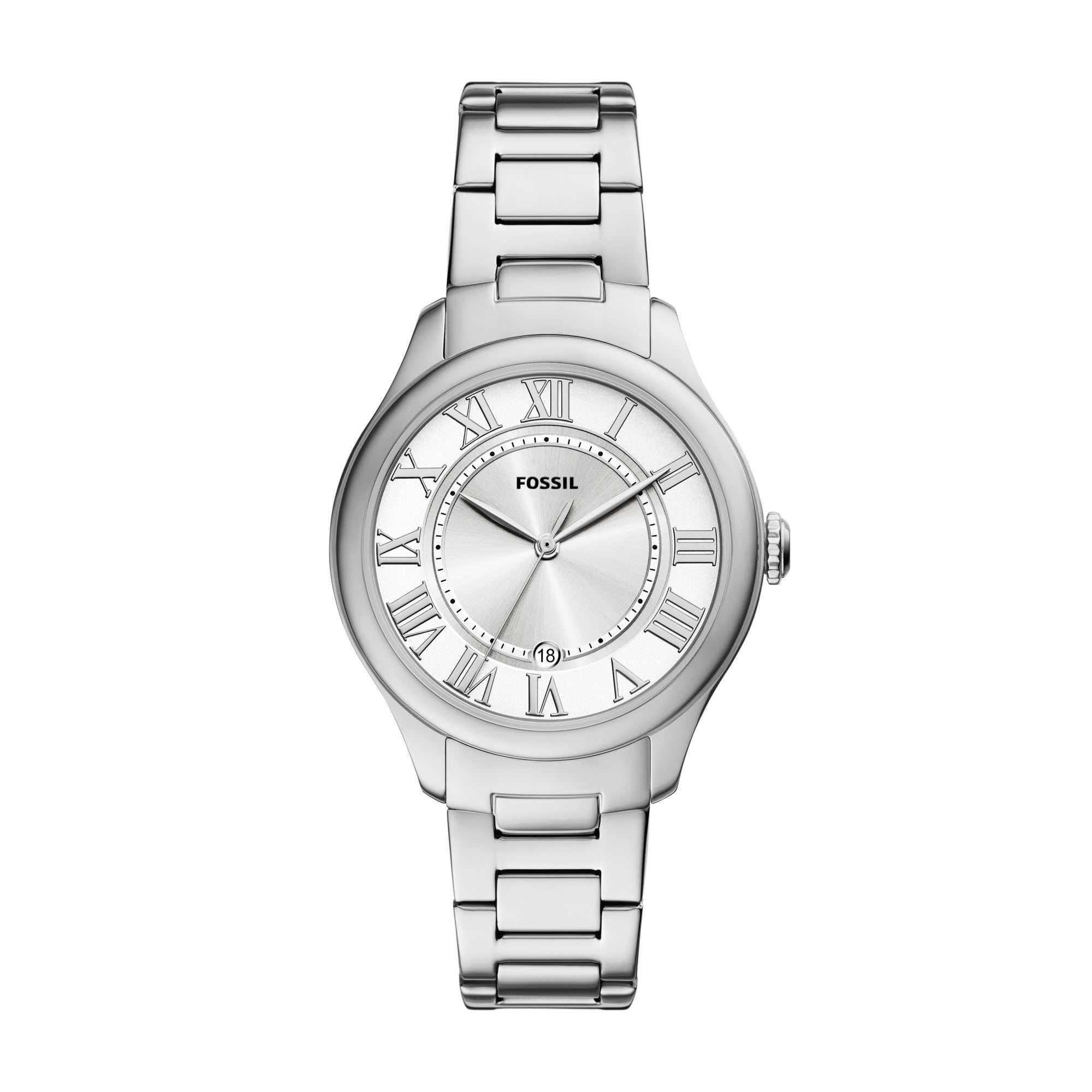 Fossil Gilmore ES5393 watch, silver-tone dial, front view