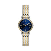 Montre Fossil Carlie ES5438, cadran bleu, vue de face