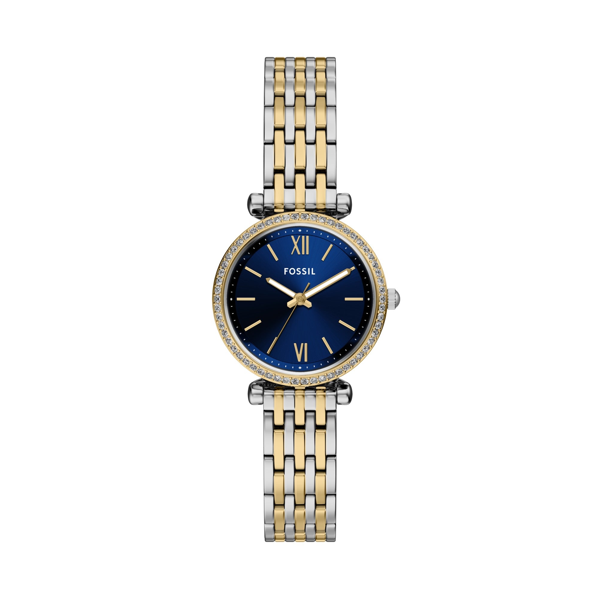 Montre Fossil Carlie ES5438, cadran bleu, vue de face