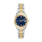 Montre Fossil Scarlette ES5443, cadran bleu, vue de face