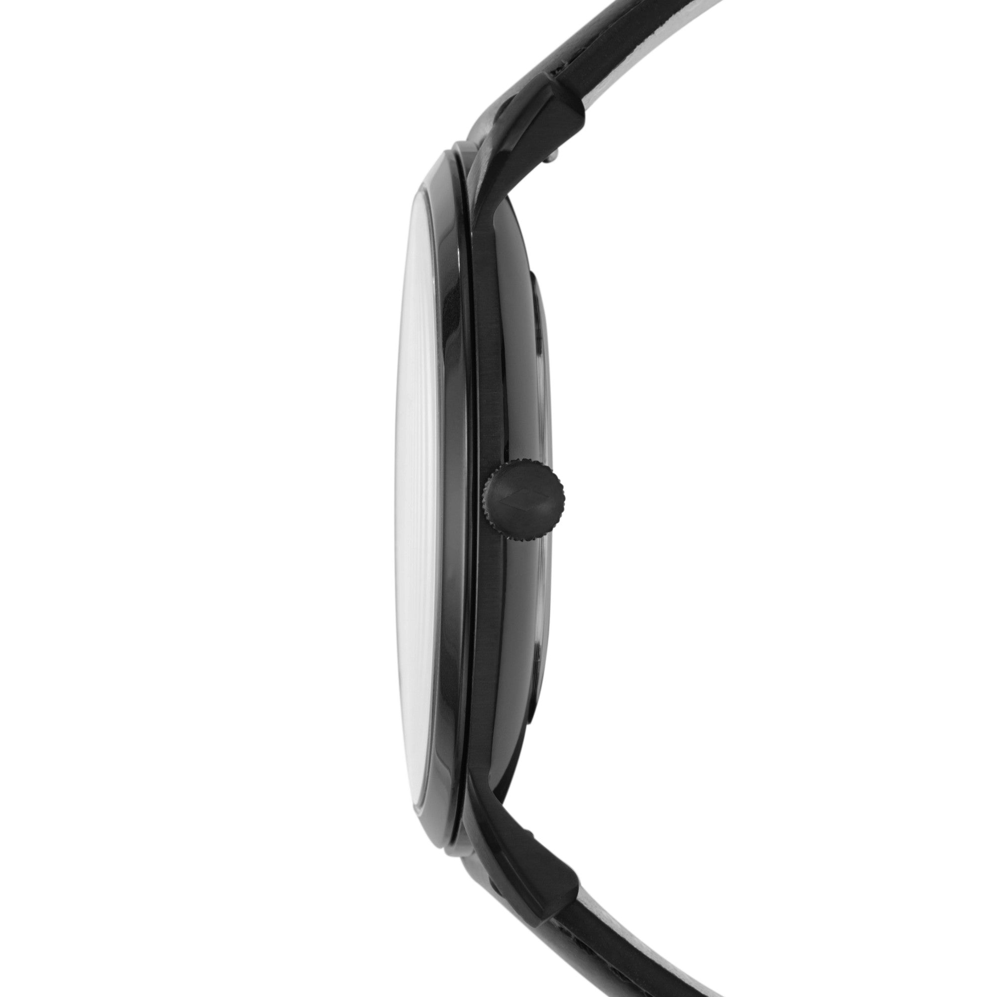 Montre Fossil Minimalist FS5447, cadran noir, vue de profil