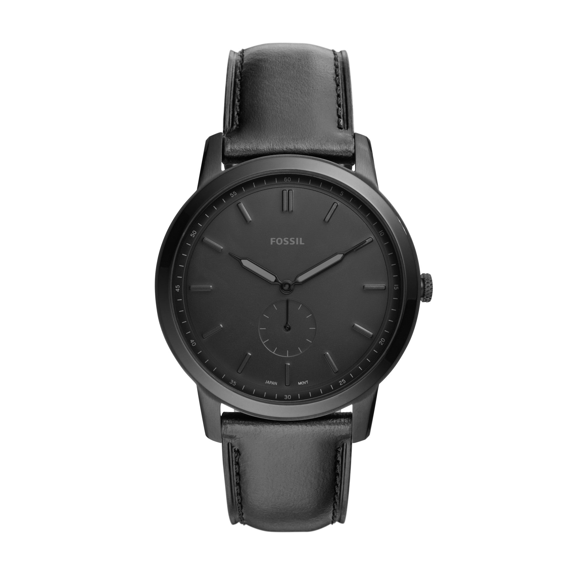 Montre Fossil Minimalist FS5447, cadran noir, vue de face