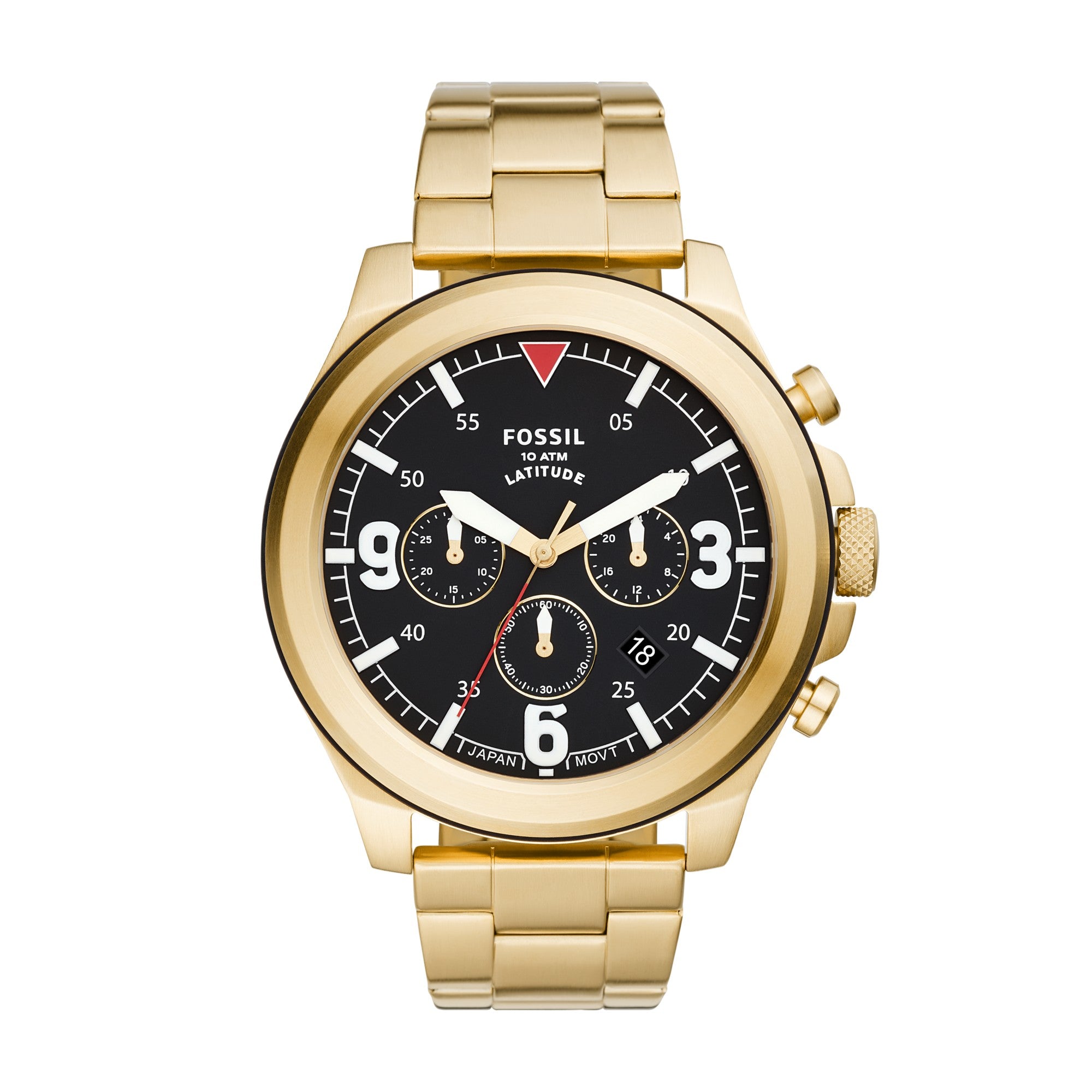 Montre Fossil Latitude FS5752, cadran noir, vue de face