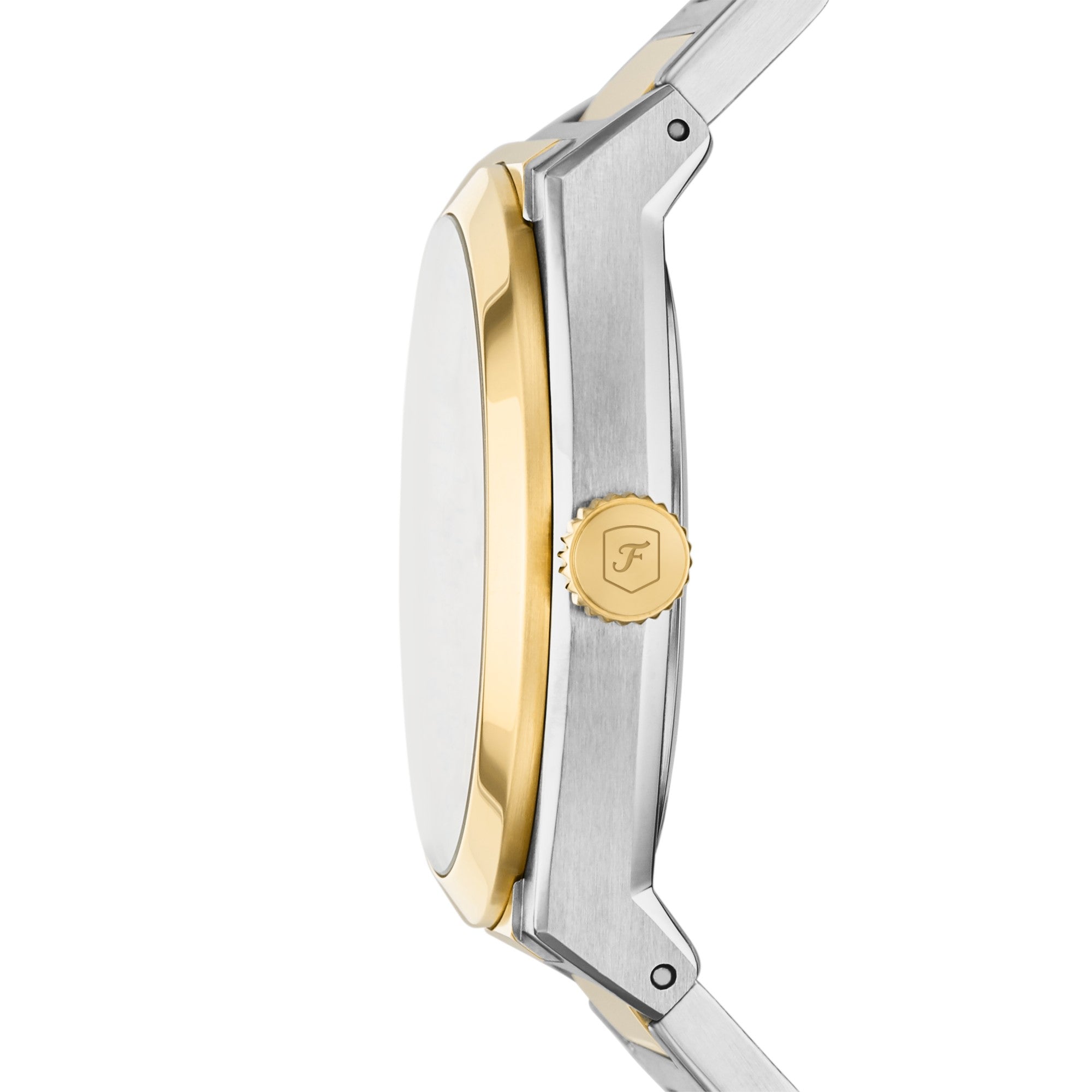 Montre Fossil Everett FS5823, cadran beige, vue de profil