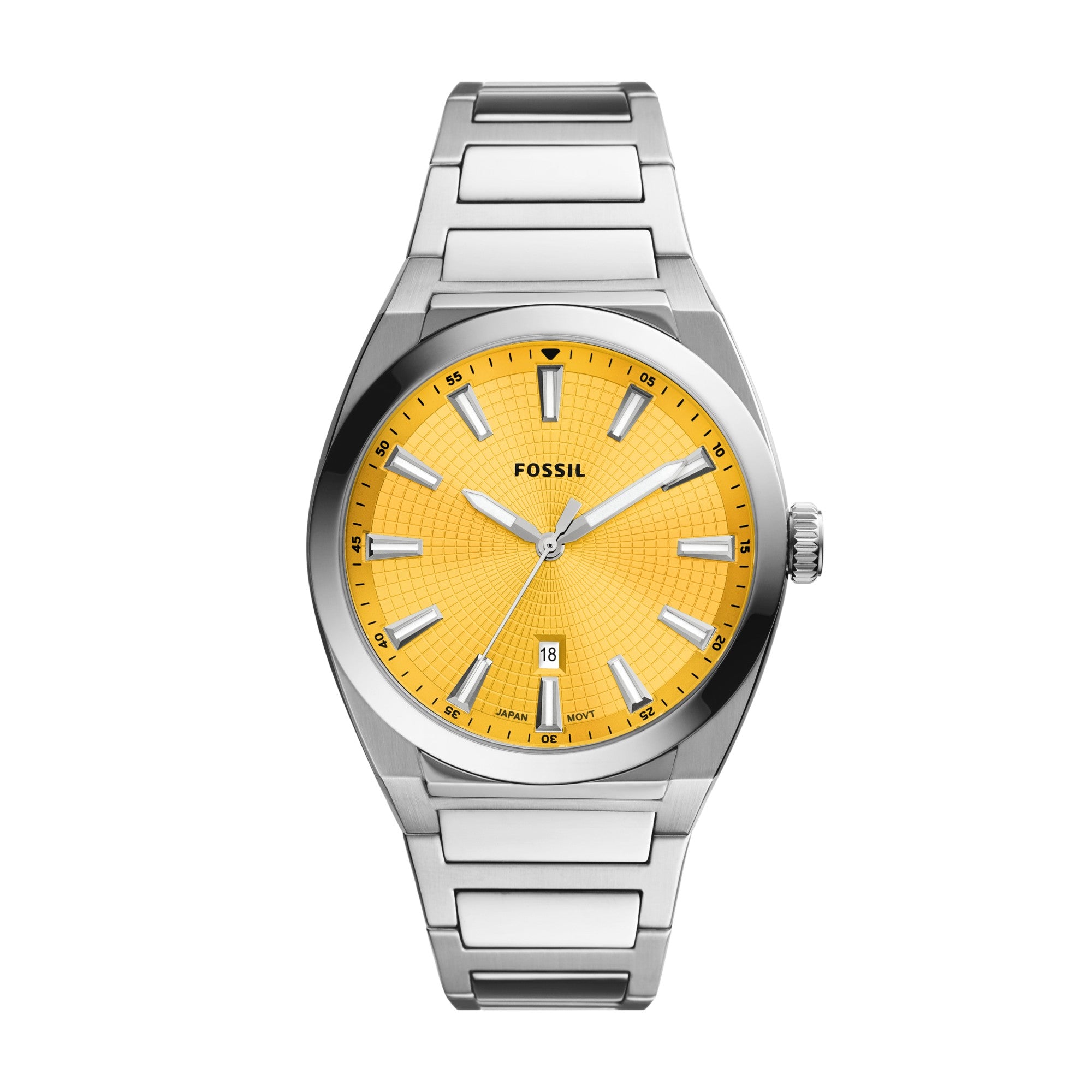 Montre Fossil Everett FS5985, cadran jaune, vue de face