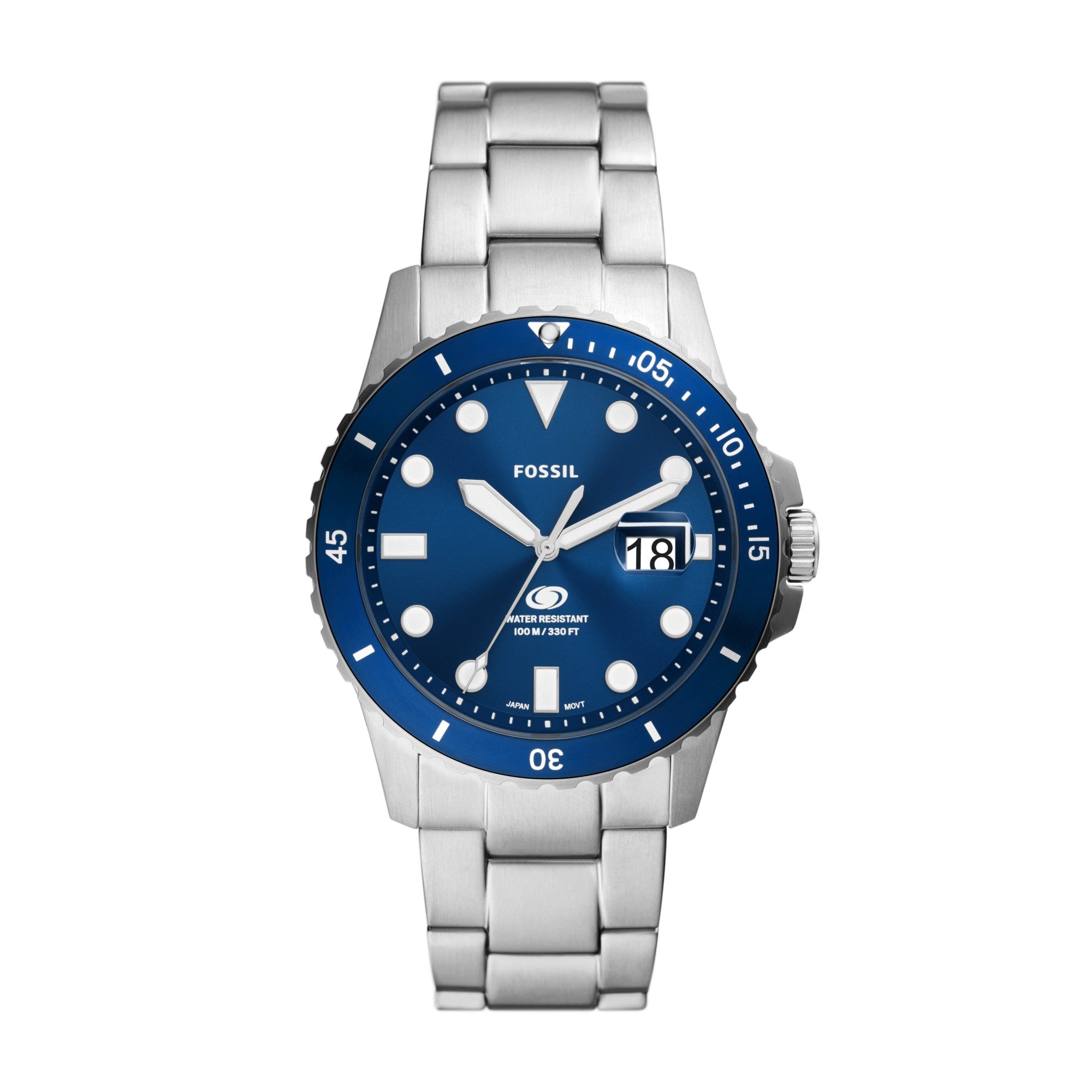 Montre Fossil Blue FS6029, cadran bleu, vue de face