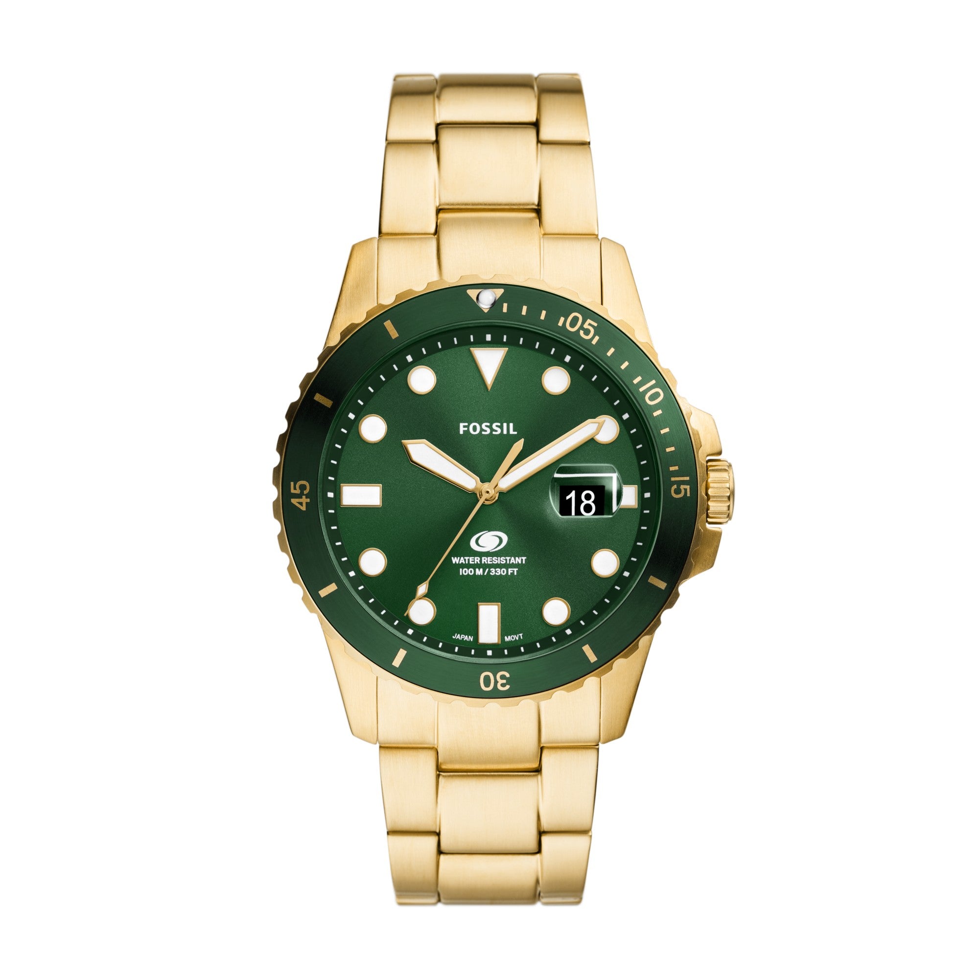 Montre Fossil Blue FS6030, cadran vert, vue de face