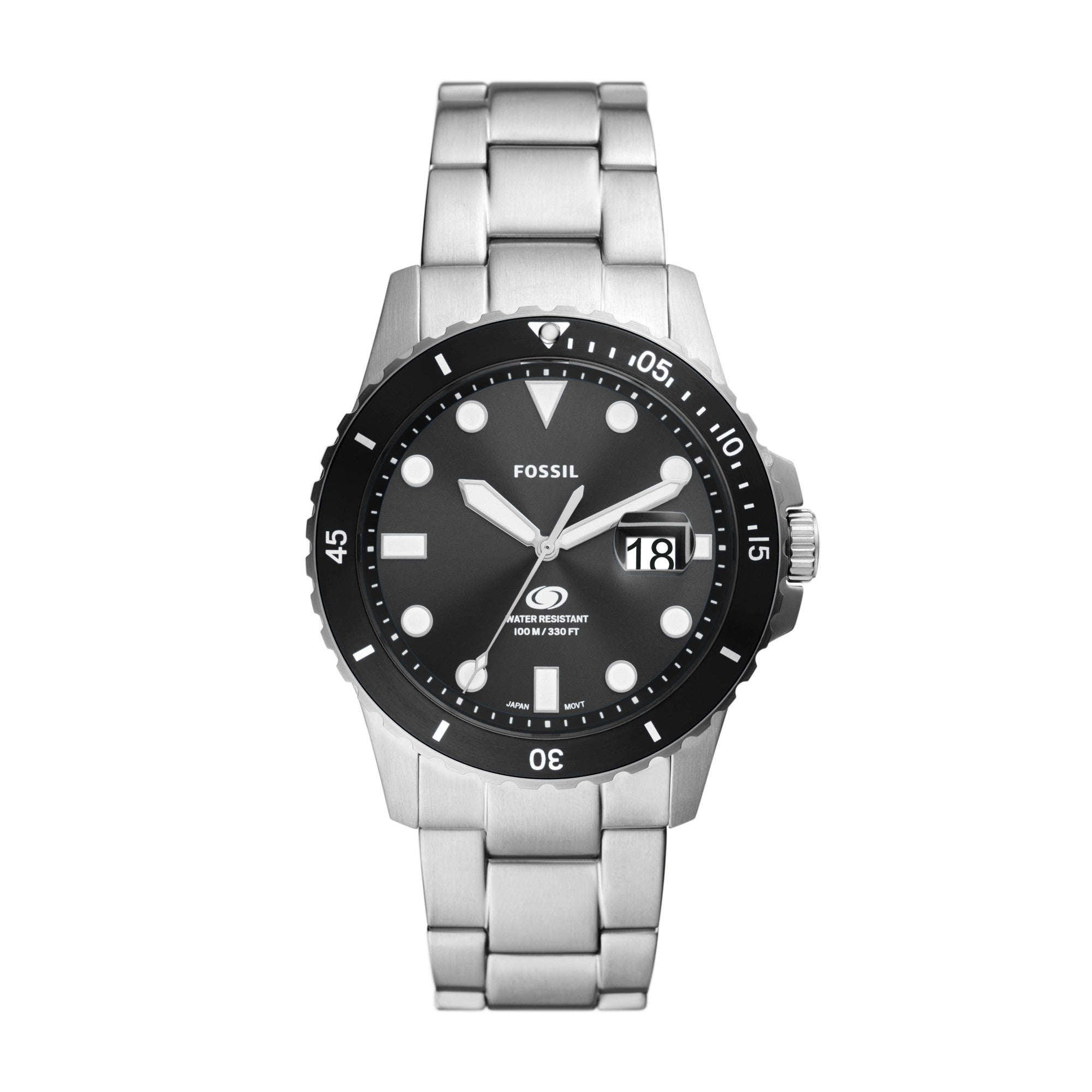 Montre Fossil Blue FS6032, cadran noir, vue de face