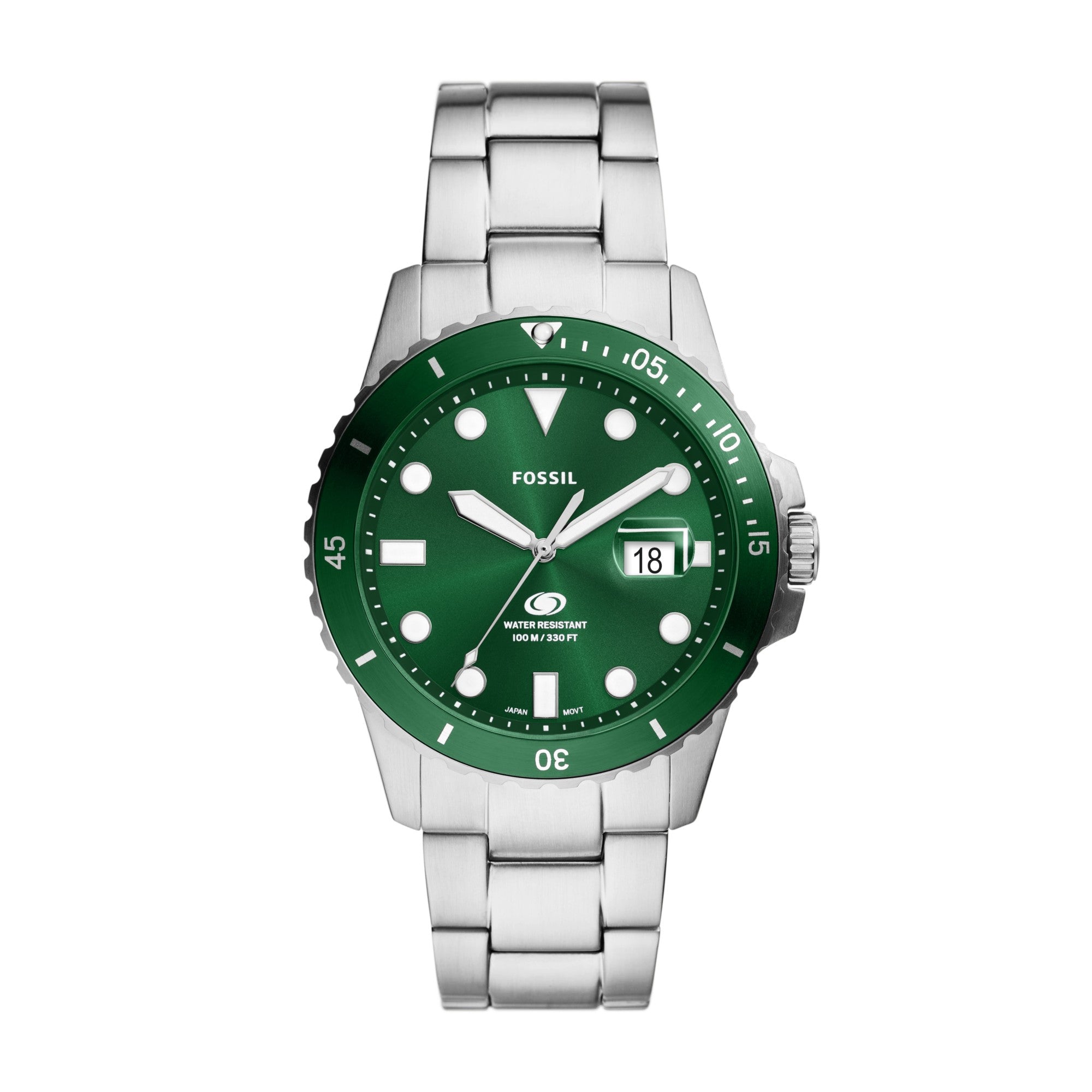 Fossil Blue Dive FS6033 watch, green dial, front view